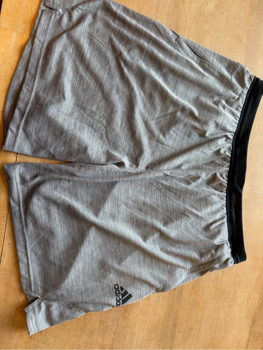 adidas Men's Light Gray Athletic Shorts with Black Waistband